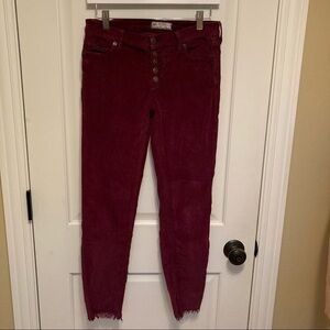 Free People High Rise High Waisted Button Fly 25 Raw Hem Corduroy Pant